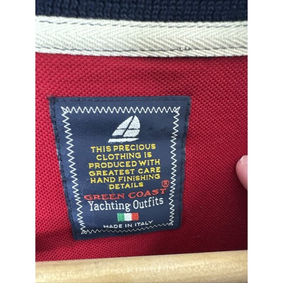 Green Coast Yachting Men M Blue Cardigan Merino Wool Blend Preppy Sailing Italy - Picture 2 of 8
